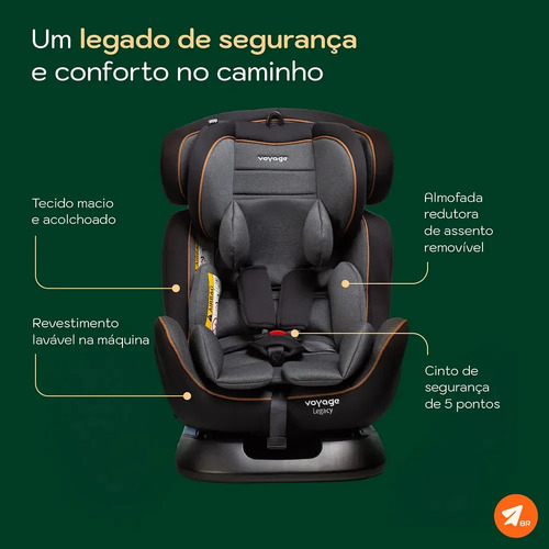 Cadeirinha Infantil Reclinável Legacy Cinza e Preto Mescla Voyage