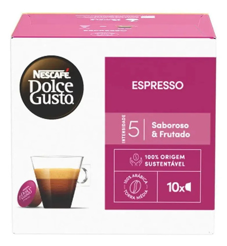 Cafe em capsulas dolce gusto espresso 10 unidades nescafe