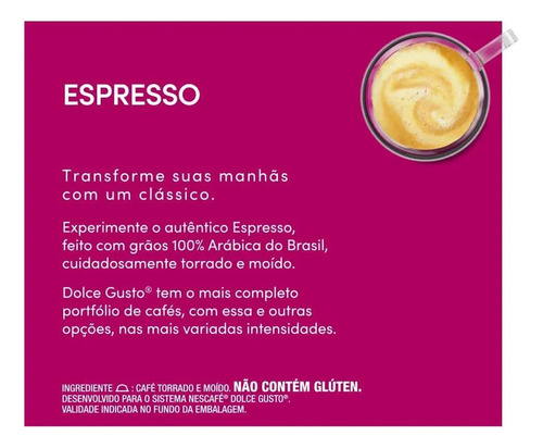 Café em Capsulas Dolce Gusto Espresso 10 unidades Nescafé
