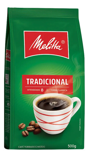 Cafe torrado e moido tradicional melitta pacote 500g