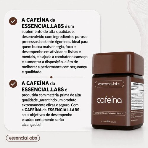 CAFEÍNA 100% PURA 200mg por Cápsula - 60 Cápsulas - Termogênico com Fórmula Concentrada para a Máxima Absorção