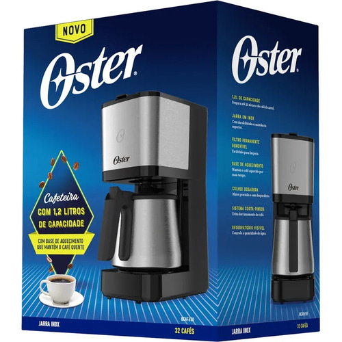 Cafeteira Elétrica 1,2 Litros Ocaf650 Com Jarra Inox Cor Preto Oster 127V