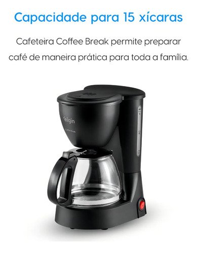 Cafeteira eletrica 15 xicaras elgin coffee break preta