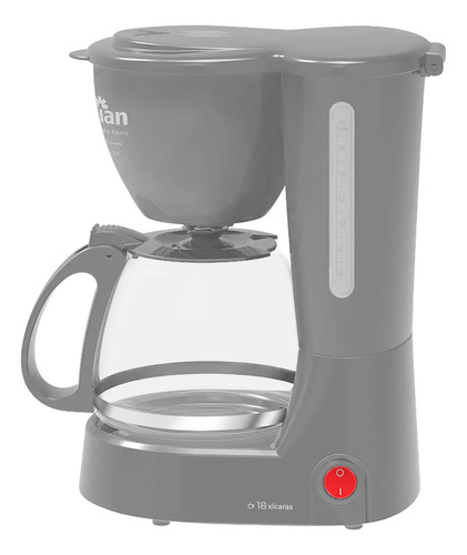 Cafeteira Elétrica De Vidro Café 18 Xicaras 600ml 650w Kian Cinza-escuro