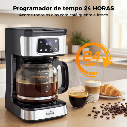 Cafeteira Elétrica Digital Patbrela de 1.8 L com Painel Touch e Timer Programável