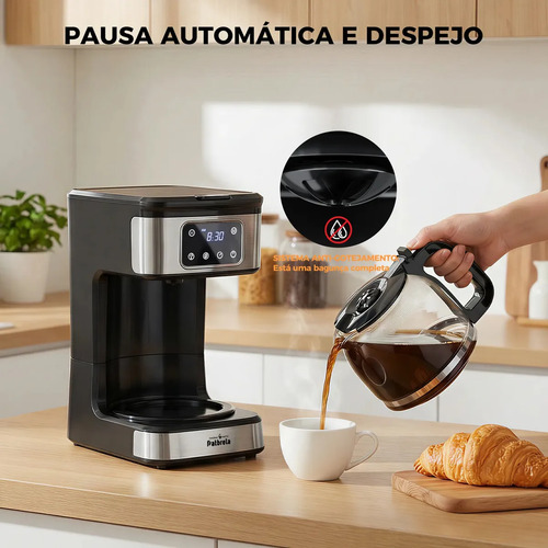 Cafeteira Elétrica Digital Patbrela de 1.8 L com Painel Touch e Timer Programável