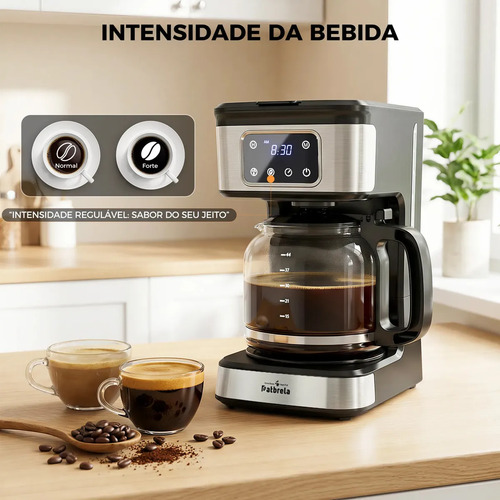 Cafeteira Elétrica Digital Patbrela de 1.8 L com Painel Touch e Timer Programável