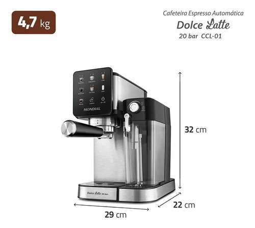 Cafeteira Espresso Automática Dolce Latte Mondial Ccl-01