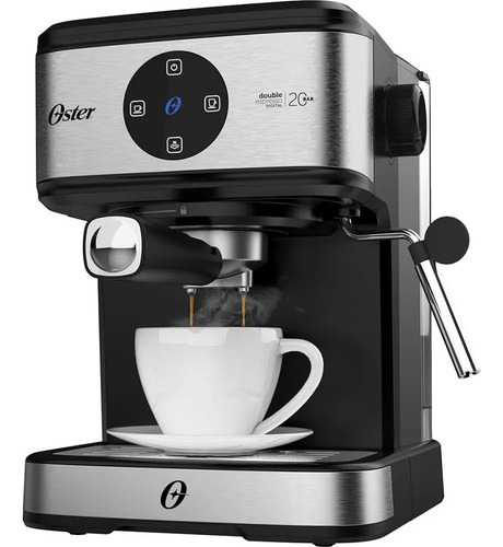 Cafeteira Espresso Double Digital Oster Cor Aço escovado e Preto