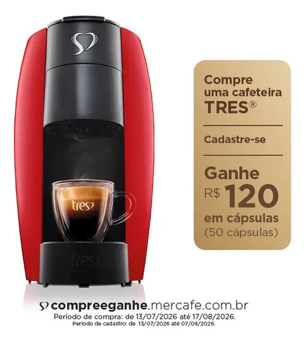 Cafeteira espresso lov automatica vermelha 3 coracoes vermel