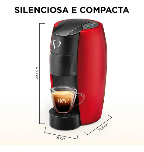 Cafeteira Espresso Lov Automática Vermelha 3 Corações Vermelho