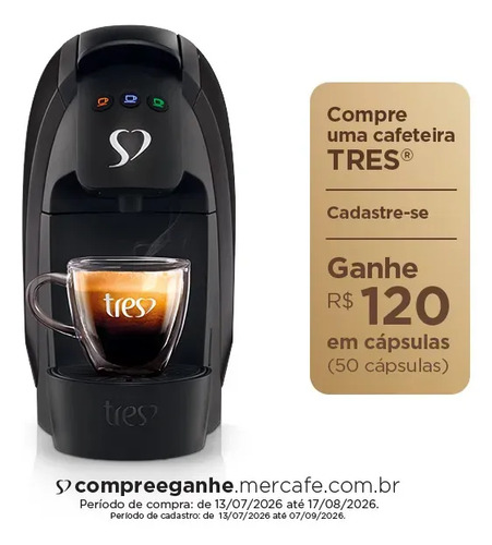 Cafeteira espresso luna preta tres 3 coracoes 1