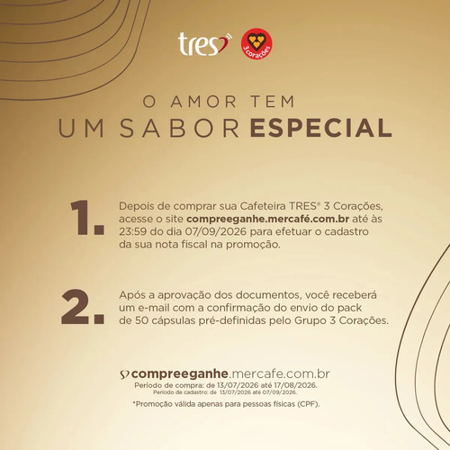 Cafeteira Espresso Luna Preta - TRES 3 Corações