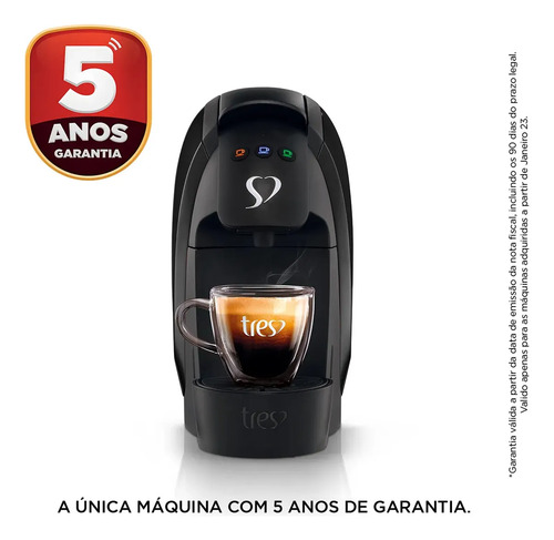 Cafeteira Espresso Luna Preta - TRES 3 Corações