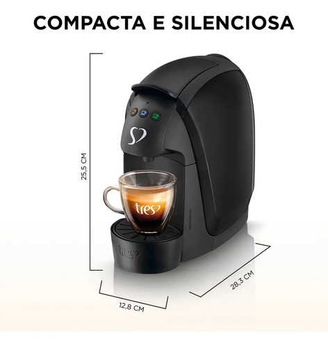 Cafeteira Espresso Luna Preta - TRES 3 Corações