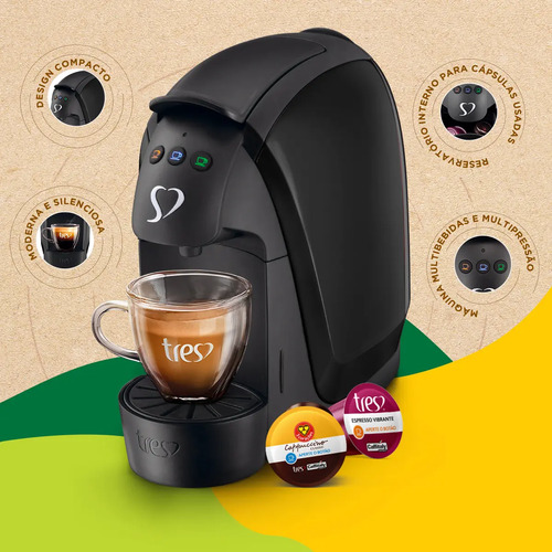 Cafeteira Espresso Luna Preta - TRES 3 Corações