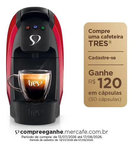 Cafeteira espresso luna vermelha tres 3 coracoes 1