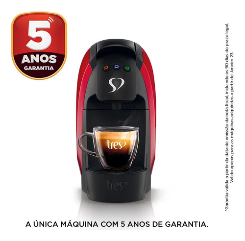 Cafeteira Espresso Luna Vermelha - TRES 3 Corações
