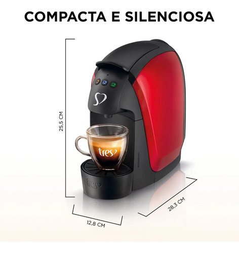 Cafeteira Espresso Luna Vermelha - TRES 3 Corações