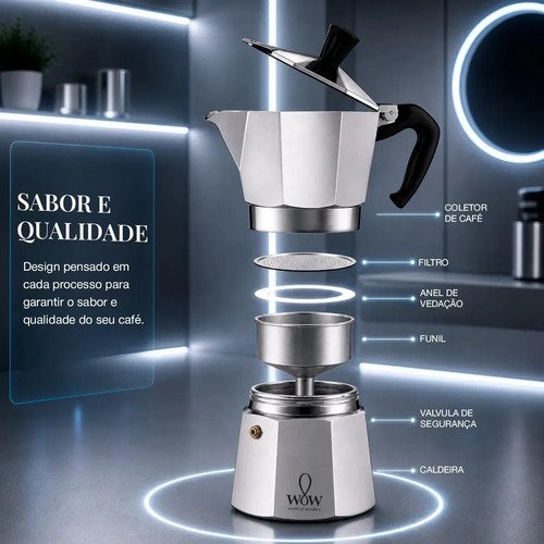 Cafeteira Italiana Premium 6 Xícaras De Alumínio Wow World Of Wonders