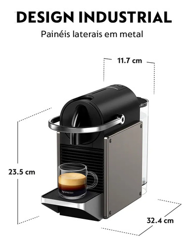 Cafeteira Nespresso Pixie Redesign Titânio