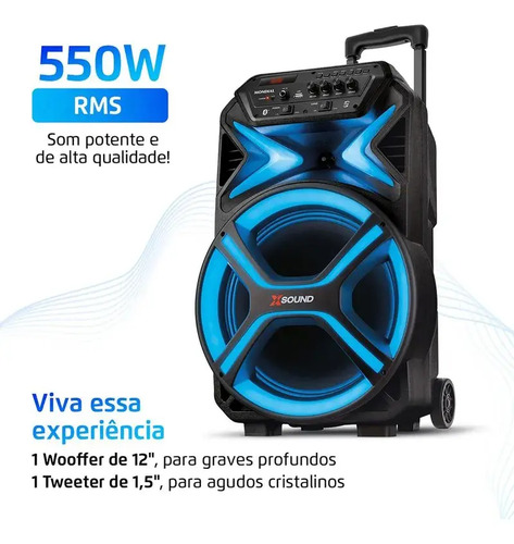 Caixa Amplificada CM-550-L 550w Rms Preta Mondial Bivolt Preto