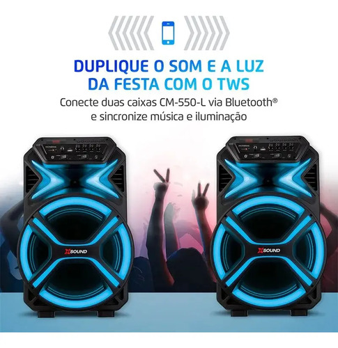 Caixa Amplificada CM-550-L 550w Rms Preta Mondial Bivolt Preto