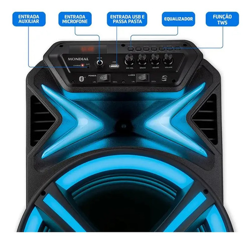 Caixa Amplificada CM-550-L 550w Rms Preta Mondial Bivolt Preto