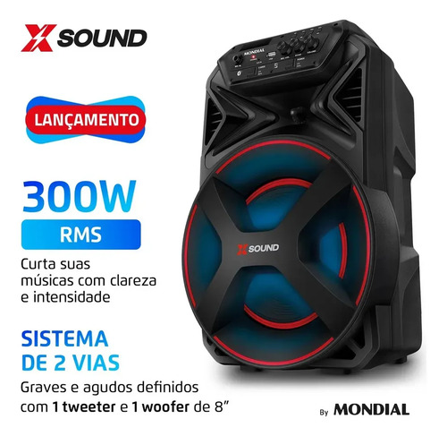 Caixa Amplificada Mondial 300W Bivolt CM-300-N