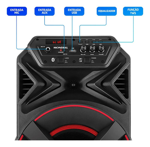 Caixa Amplificada Mondial 300W Bivolt CM-300-N