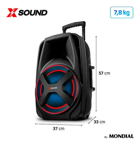 Caixa Amplificada Mondial CM-650-N 650W Bluetooth MIC Guitar