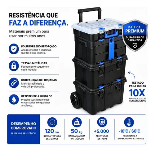 Caixa De Ferramentas Com Rodas + Divisorias + Gavetas Grande