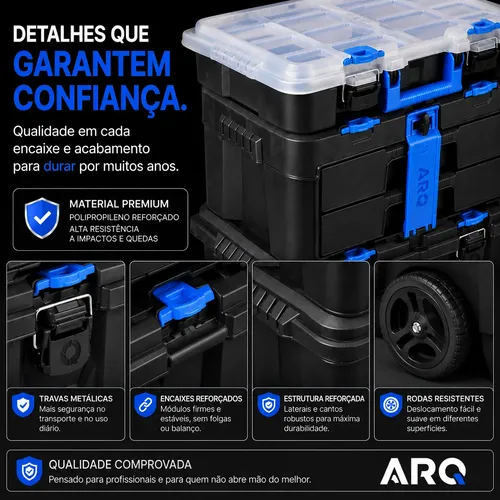 Caixa De Ferramentas Com Rodas + Divisorias + Gavetas Grande