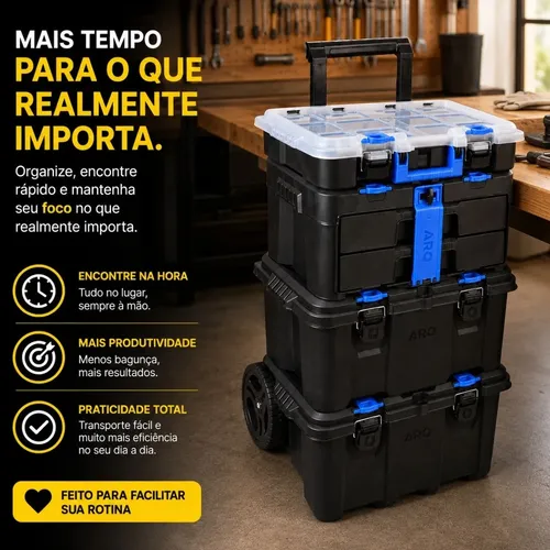 Caixa De Ferramentas Com Rodas + Divisorias + Gavetas Grande