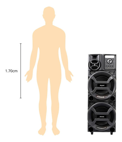 Caixa de Som Amplificada Amvox ACA 2201 Pesadão Black 2200W Woofer 12" Bivolt