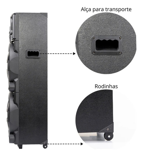 Caixa de Som Amplificada Amvox ACA 2201 Pesadão Black 2200W Woofer 12" Bivolt