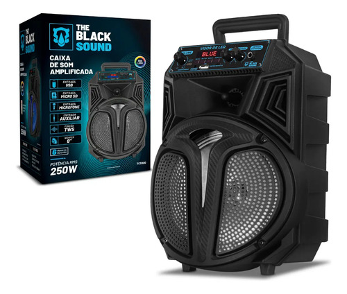 Caixa de som amplificada bluetooth radio fm 250w rms tws led
