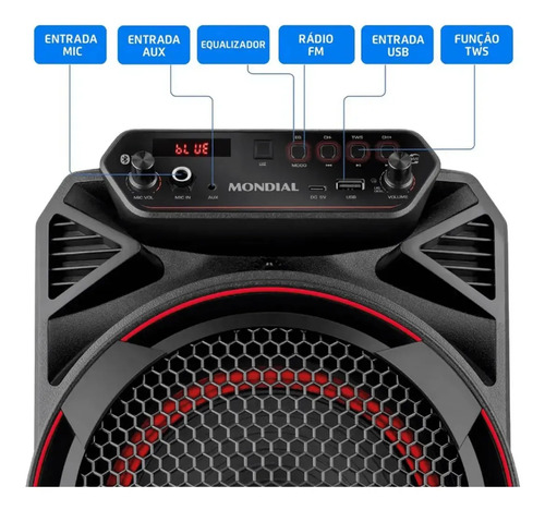 Caixa De Som Amplificada Mondial Cm-220-n Bluetooth