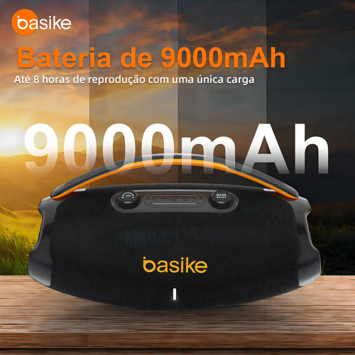 Caixa De Som Basike Ba-RAD207 80W Rádio FM Bluetooth 5.3 TWS RGB Bass Boost 9000mAh