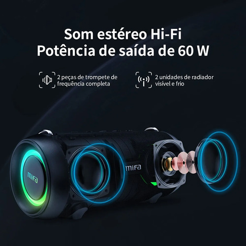 Caixa De Som Bluetooth Mifa A90 Potência 60w Cor Preto