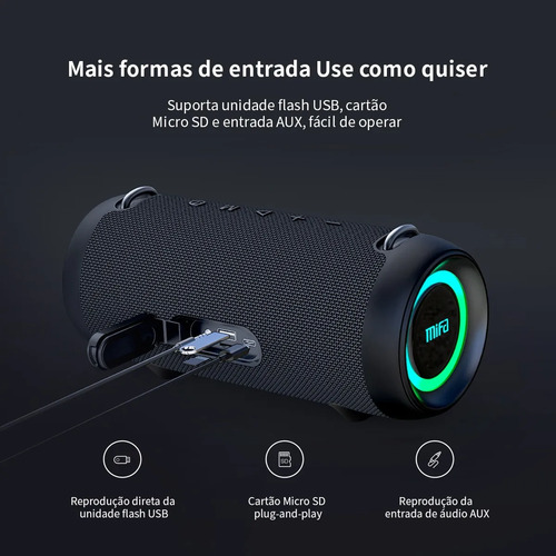 Caixa De Som Bluetooth Mifa A90 Potência 60w Cor Preto