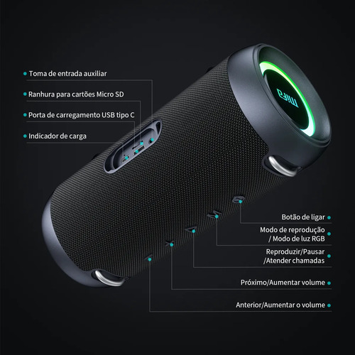 Caixa De Som Bluetooth Mifa A90 Potência 60w Cor Preto