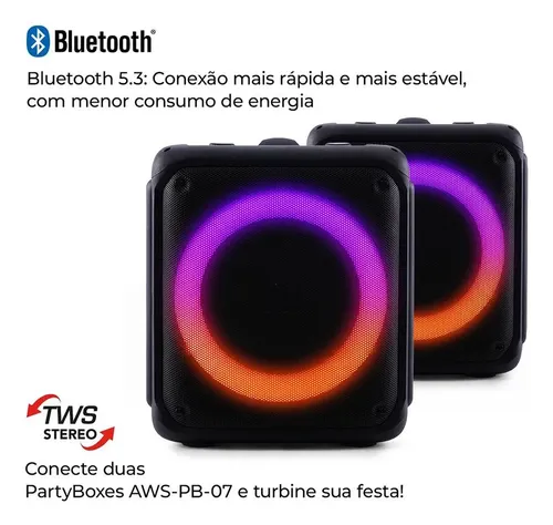 Caixa De Som Bluetooth Portátil 6,5 3000mah Karaokê Rgb