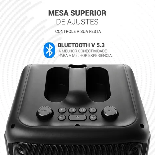Caixa De Som Bluetooth Portátil 6,5 3000mah Karaokê Rgb