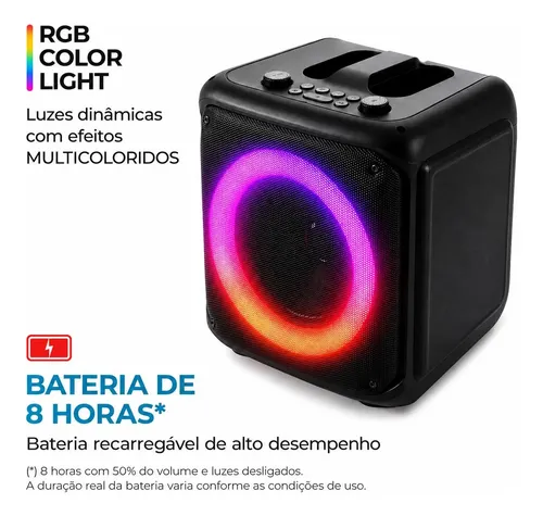 Caixa De Som Bluetooth Portátil 6,5 3000mah Karaokê Rgb