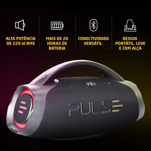 Caixa de Som Bluetooth Pulse X Boombox 220W RMS - SP626