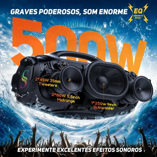 Caixa De Som Bluetooth6.0 Sabala Dr500 500w81000mah Boombox