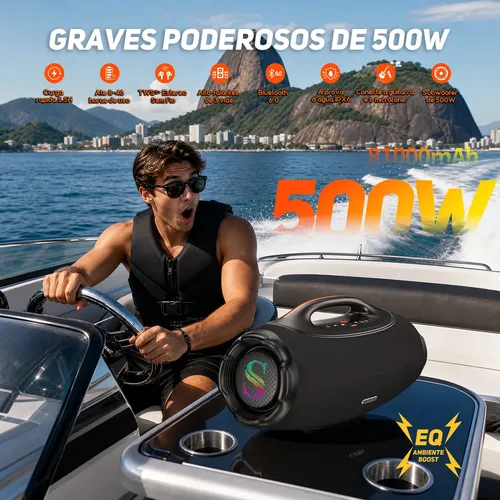 Caixa De Som Bluetooth6.0 Sabala Dr500 500w81000mah Boombox
