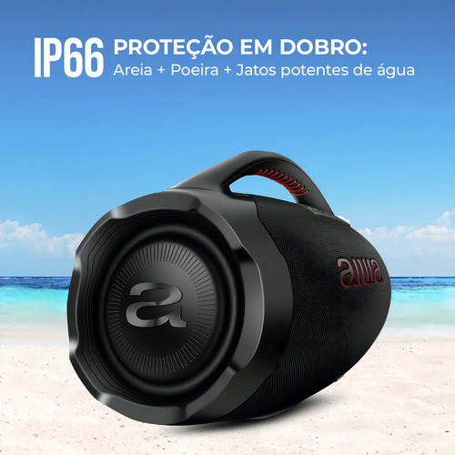 Caixa De Som Boombox Aiwa AWS-BBS-01-B 200w IP66 30hs De Bateria