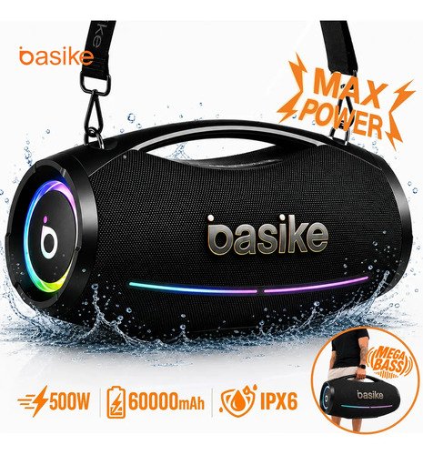 Caixa de som boombox basike 500w bluetooth para festa com gr